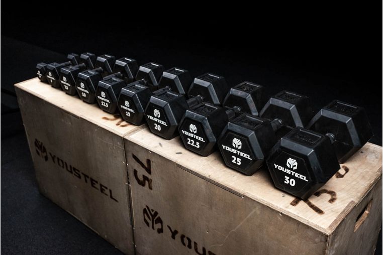 Гантель обрезиненная YouSteel HEX DB 25 кг фото 6