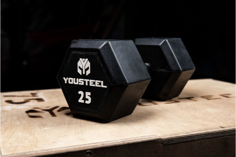 Гантель обрезиненная YouSteel HEX DB 30 кг фото 9
