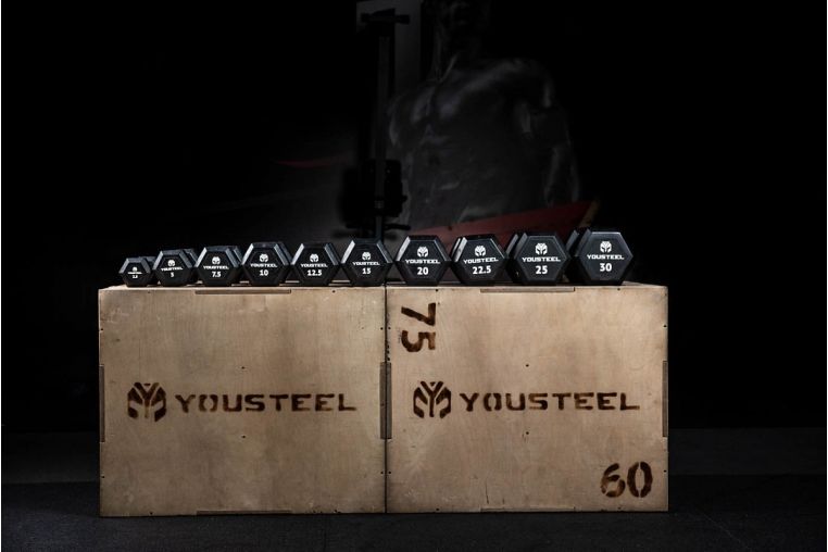 Гантель обрезиненная YouSteel HEX DB 30 кг фото 2