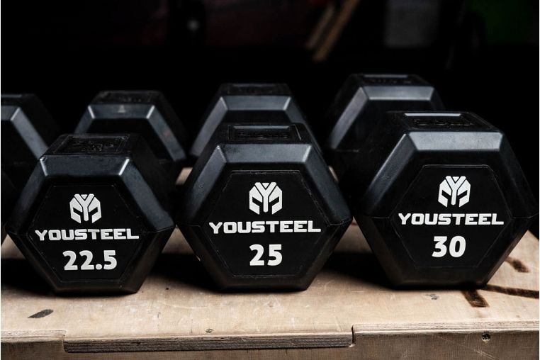 Гантель обрезиненная YouSteel HEX DB 30 кг фото 5