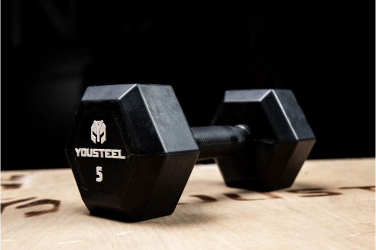 Гантель обрезиненная YouSteel HEX DB 30 кг фото 7