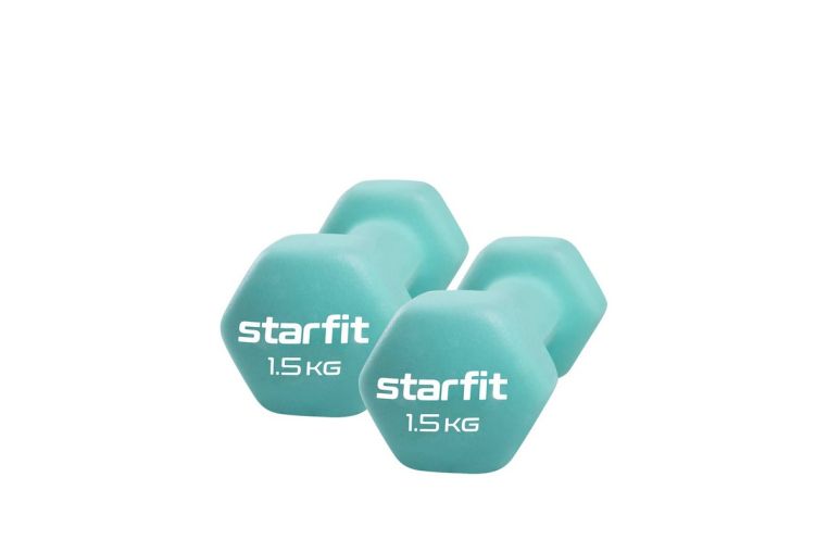 Гантель неопреновая Core 1,5 кг Star Fit DB-201 мятный, пара 