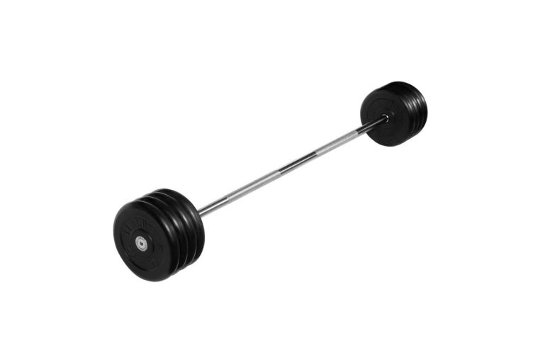 Штанга неразборная с чёрными дисками MB Barbell d25 мм, 45 кг MB-BarMW-B45 