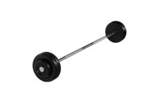 Штанга неразборная MB Barbell с чёрными дисками D25мм, 27,5 кг MB-BarMW-B27,5