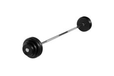 Штанга неразборная MB Barbell с чёрными дисками, 25 мм, 32,5 кг MB-BarMW-B32,5