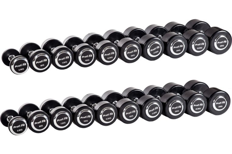 Гантельный ряд Profi-Fit Professional 2,5 кг - 25 кг (10 пар), шаг 2,5 кг 
