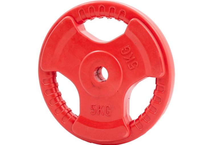 Диск обрезиненный ZSO цветной 3 Handle D-26 5кг фото 2