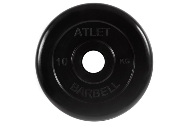 Диск обрезиненный d51мм MB Barbell Atlet 10кг черный MB-AtletB51-10 