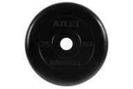 Диск обрезиненный d51мм MB Barbell Atlet 25кг черный MB-AtletB51-25