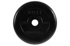 Диск обрезиненный d51мм MB Barbell Atlet 25кг черный MB-AtletB51-25
