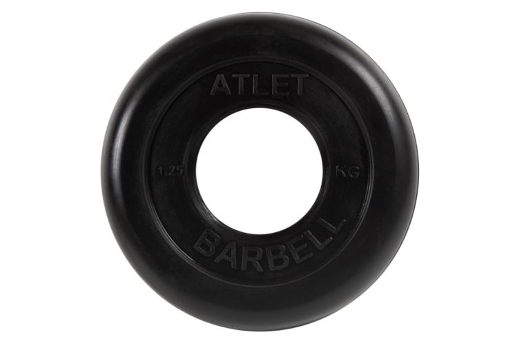 Диск обрезиненный d51мм MB Barbell Atlet 1,25кг черный MB-AtletB51-1,25 
