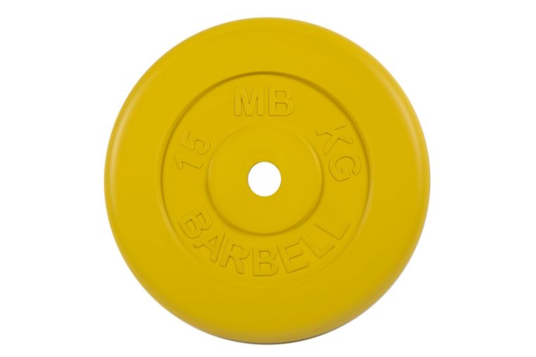 Диск обрезиненный d26мм MB Barbell MB-PltC26-15 15 кг желтый 