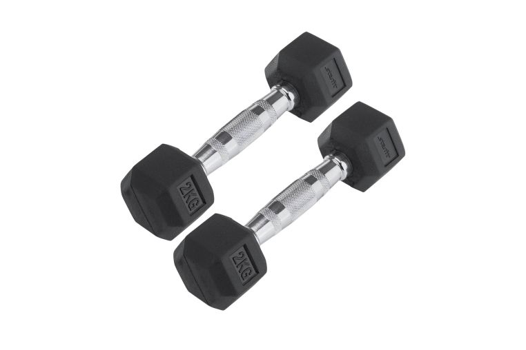 Гантель гексагональная обрезиненная 2 кг Star Fit DB-301 черный, пара 