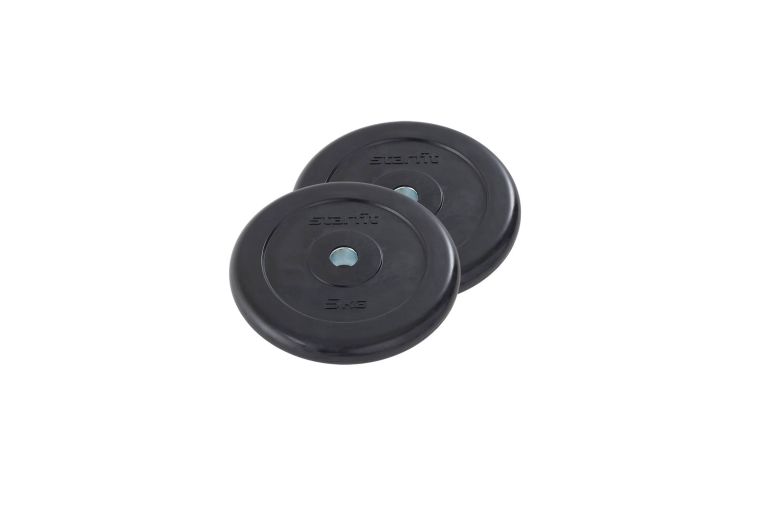 Диск обрезиненный 5 кг Star Fit d26 мм, стальная втулка BB-202 черный, 2 шт 