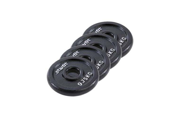 Диск чугунный 0,75 кг Star Fit d26 мм BB-204 черный, 4 шт 