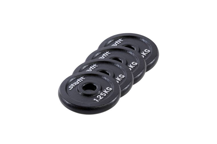 Диск чугунный 1,25 кг Star Fit d26 мм BB-204 черный, 4 шт 