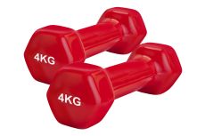 Набор гантелей обрезиненных по 4 кг, красные, 2 шт. Bradex SF 0869