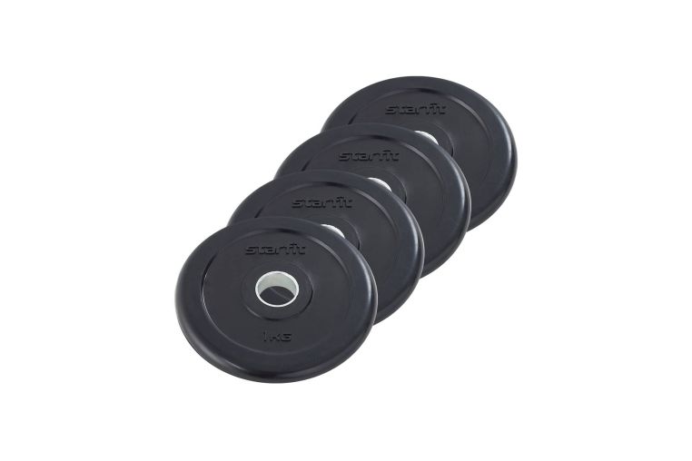 Диск обрезиненный 1 кг Star Fit d26 мм, стальная втулка BB-202 черный, 4 шт 