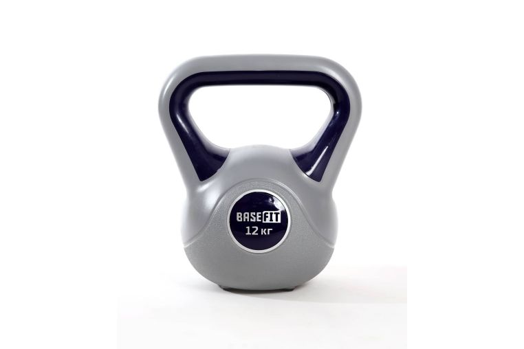 Гиря пластиковая 12 кг BaseFit DB-503 серый\темно-синий 