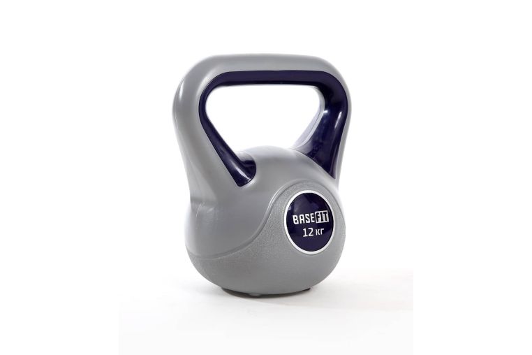 Гиря пластиковая 12 кг BaseFit DB-503 серый\темно-синий фото 1