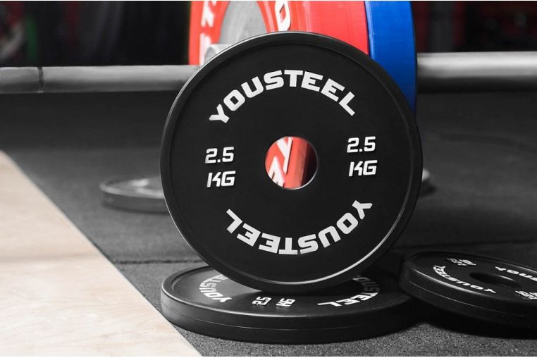 Диск 1,25кг YouSteel каучуковый, тренировочный, черный фото 4