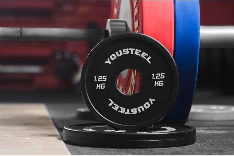 Диск 1,25кг YouSteel каучуковый, тренировочный, черный фото 5