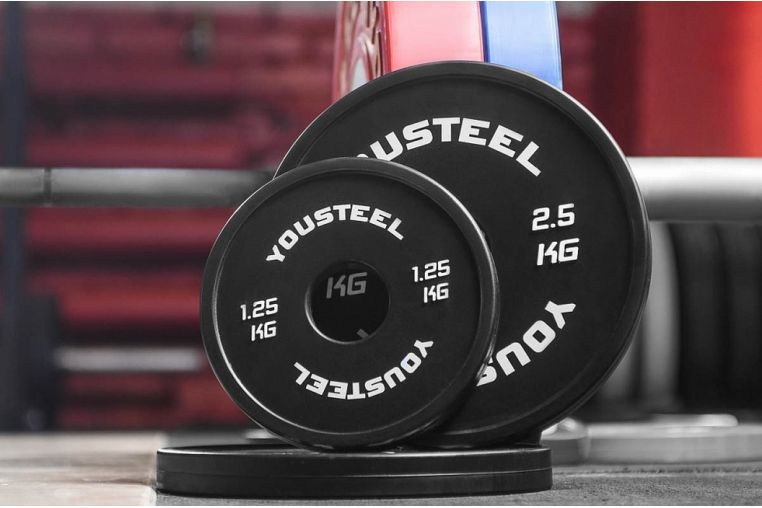 Диск 1,25кг YouSteel каучуковый, тренировочный, черный фото 6