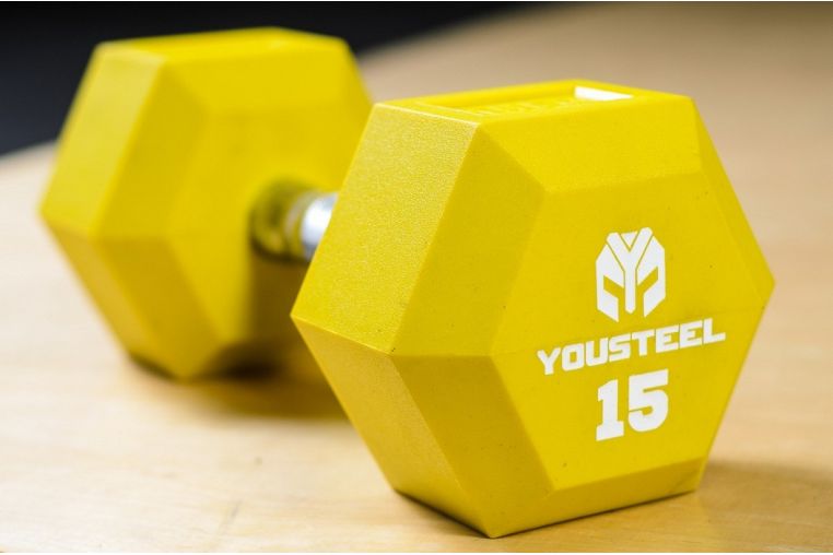 Гантель YouSteel PU 25 кг красная фото 5