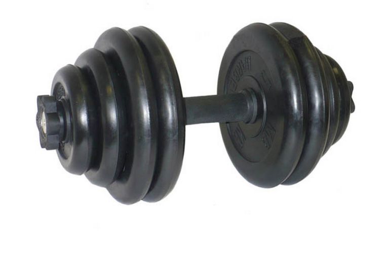 Гантель разборная MB Barbell Диски обрезиненные чёрные 30 кг 