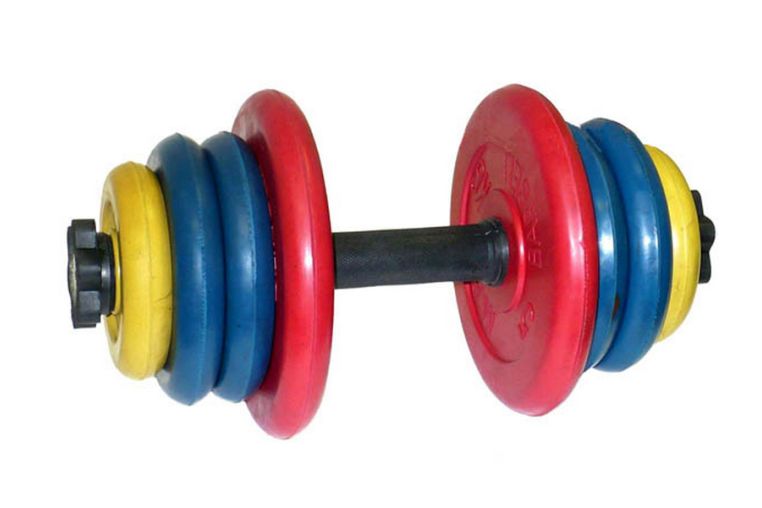 Гантель разборная MB Barbell Диски обрезиненные цветные 25 кг 