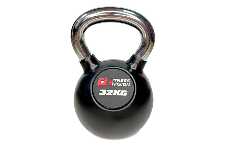 Гиря 32 кг обрезиненная с хромированной ручкой Fitness Division DB-KDB-C-32 