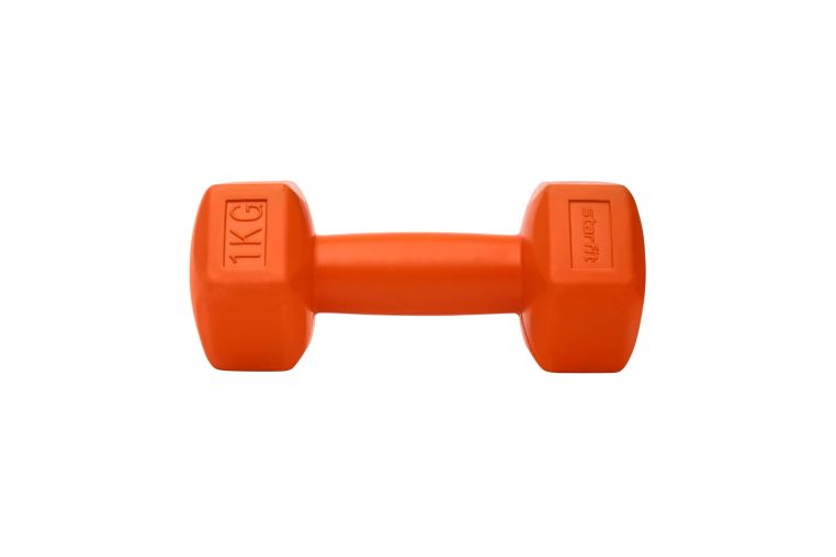 Гантель гексагональная Star Fit DB-305 1 кг, пластиковый, оранжевый, 2 шт фото 1