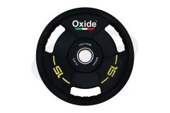 Диск олимпийский Oxide Fitness OWP02 D50мм полиуретановый, с 3-мя хватами, черный 15кг