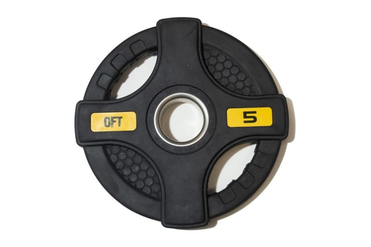 Штанга олимпийская 58 кг Original Fit.Tools диски с двумя хватами, черный гриф фото 5