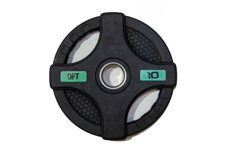 Штанга олимпийская 58 кг Original Fit.Tools диски с двумя хватами, черный гриф фото 6
