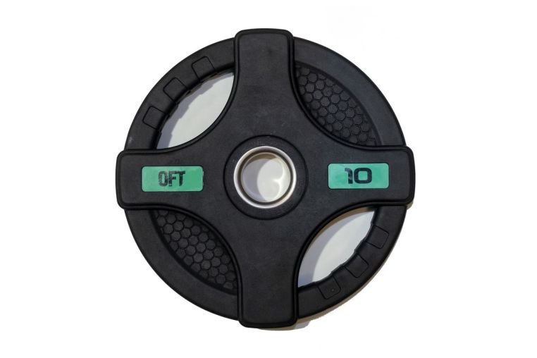 Штанга олимпийская 128 кг Original Fit.Tools диски с двумя хватами, черный гриф фото 7
