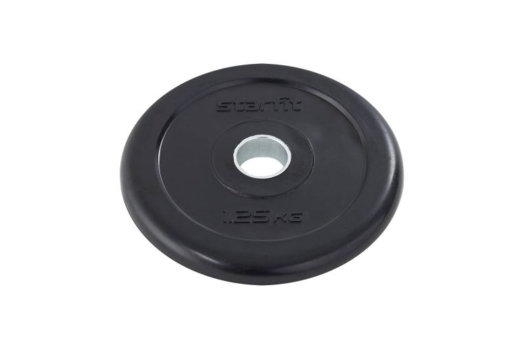 Диск обрезиненный 1,25 кг Star Fit D26 мм, стальная втулка BB-202 черный 