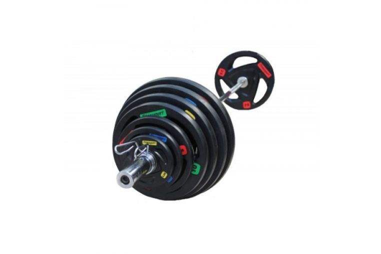 Диск олимпийский обрезиненный (Fitnessport), черный 20кг. фото 5