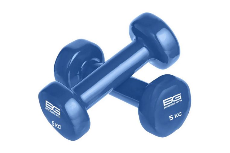 Гантели для аэробики виниловые 5кг, пара Bronze Gym BG-FA-VD5 синий 