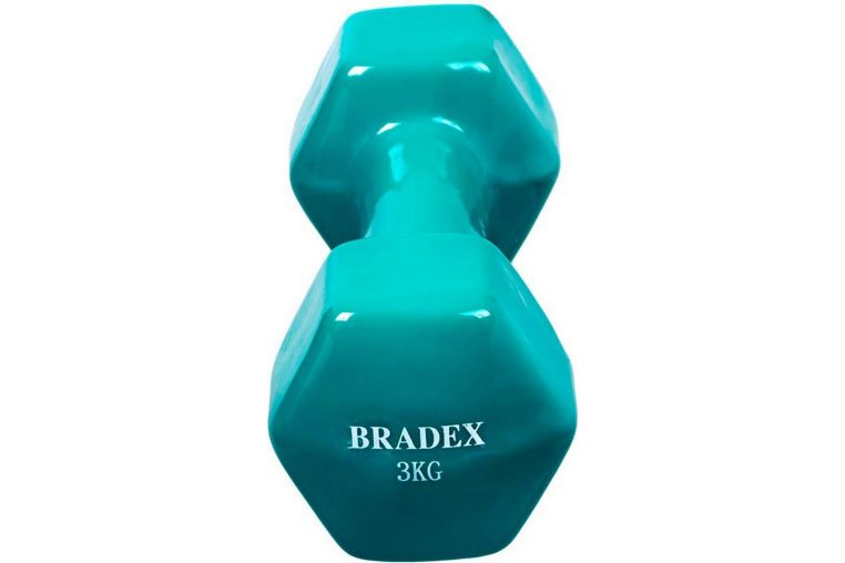 Набор гантелей обрезиненных 2x3 кг Bradex SF 1017 голубой фото 3