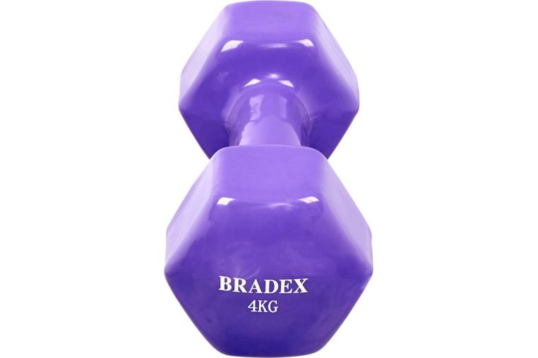 Набор гантелей обрезиненных 2x4 кг Bradex SF 1018 фиолетовый фото 2