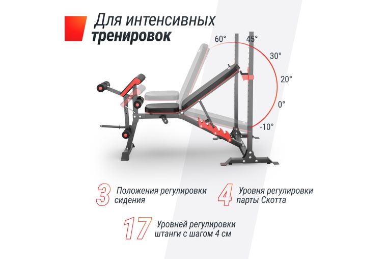 Скамья силовая со стойками UnixFit BENCH 130DD BSBNRK130DD фото 9