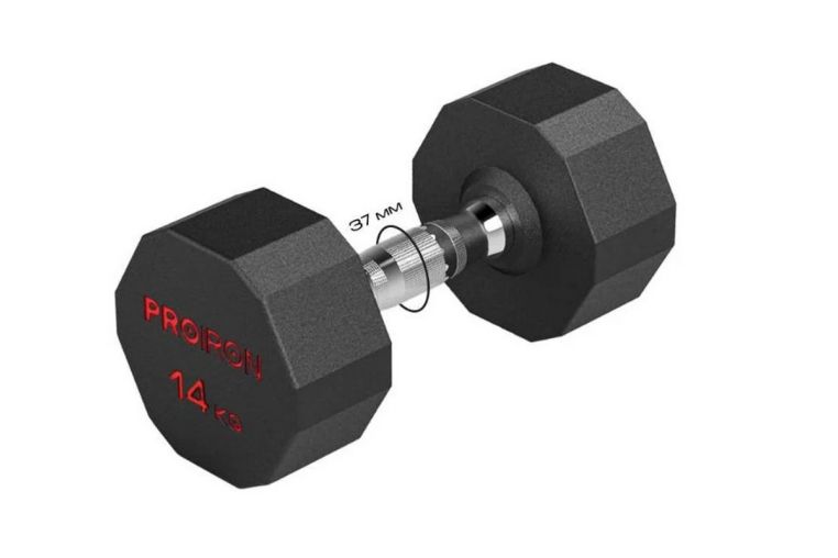 Гантель обрезиненная 14кг PROIRON Г1140ОБР 