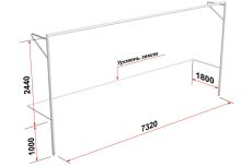 Ворота футбольные Glav с консолью для натяжения сетки, разборные (7,32х2,44 м) 15.100.1 шт