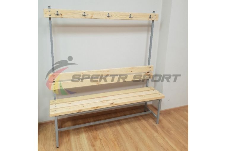 Скамейка с вешалкой для раздевалок, 160 см Spektr Sport цельная фото 2