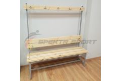 Скамейка с вешалкой для раздевалок, 120 см Spektr Sport цельная