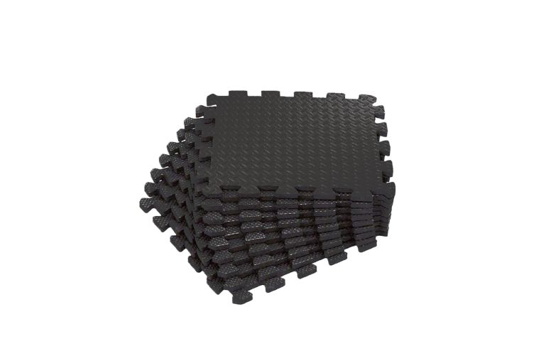 Коврик-пазл влагостойкий для йоги и фитнеса, 30х30х1см UnixFit EVAMU24BL черный, 24 шт 
