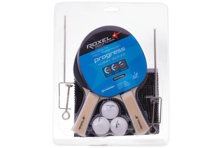 Набор для настольного тенниса Roxel Hobby Progress, 2 ракетки, 3 мяча, сетка 