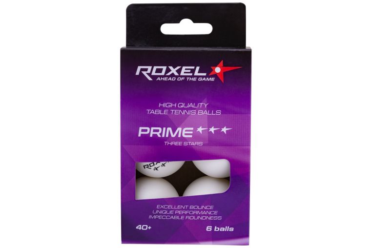 Мячи для настольного тенниса Roxel 3* Prime, 6 шт, белый 
