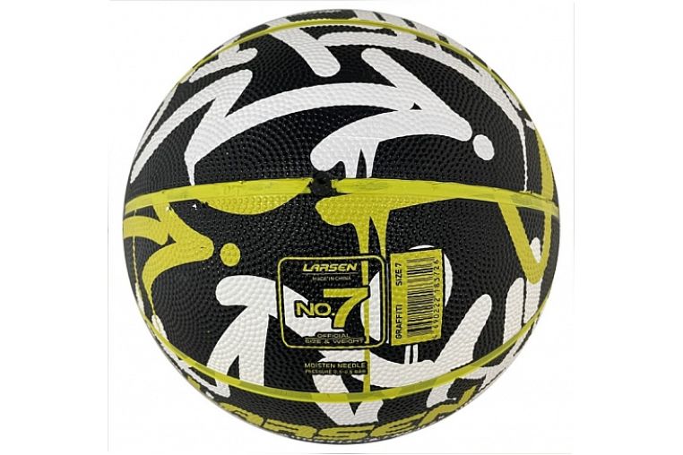 Мяч баскетбольный Larsen RB7 Graffiti Street Black/White/Lime фото 1